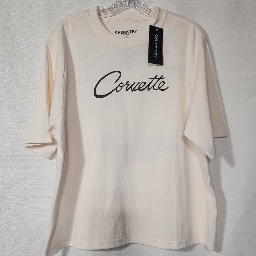 Corvette size medium men's white shirt faded NWT